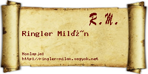 Ringler Milán névjegykártya