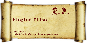 Ringler Milán névjegykártya